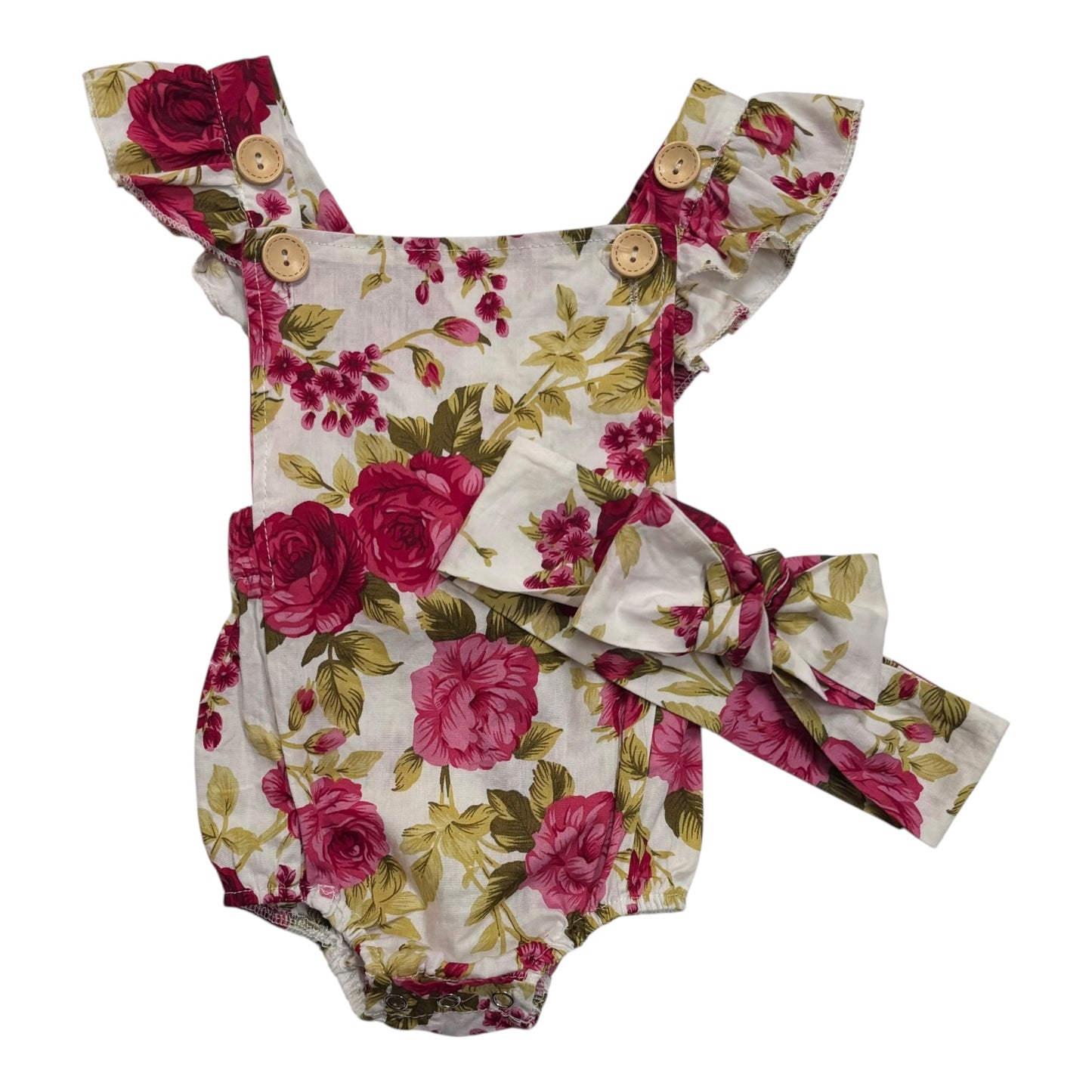 Floral Romper & Headband (Size 0-3M)