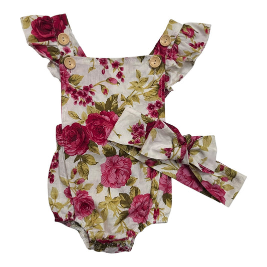 Floral Romper & Headband (Size 0-3M)