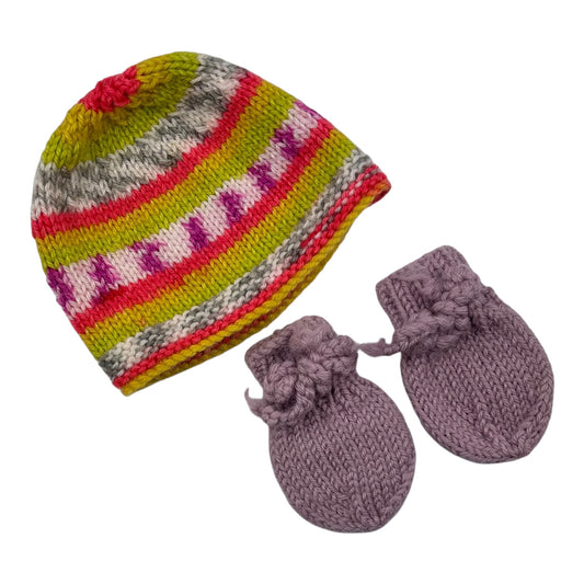 Handmade Knit Beanie & Mittens (NB)
