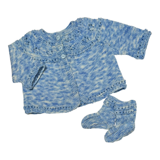 Handmade Knit Cardigan & Booties (NB)