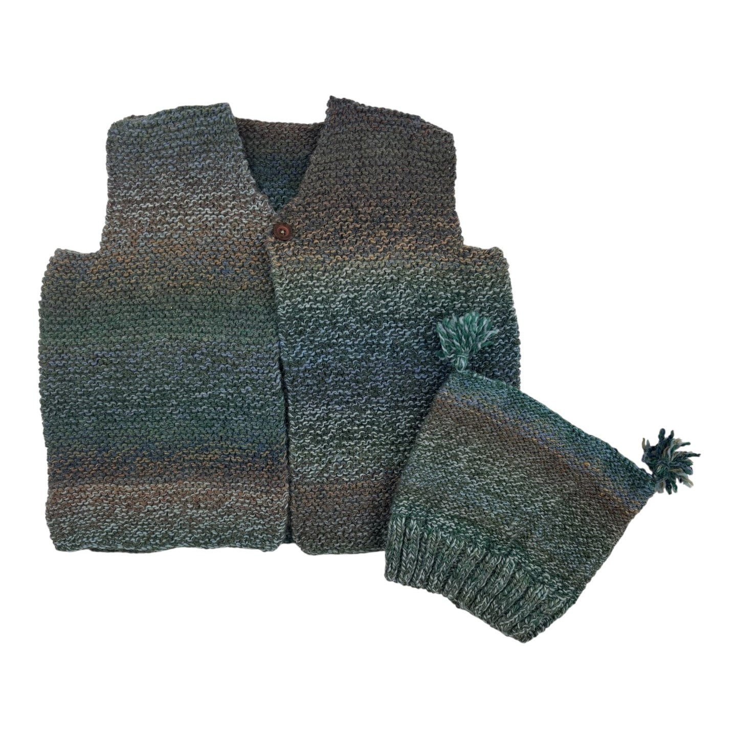 Handmade Knit Vest & Beanie (Size 12-18M)