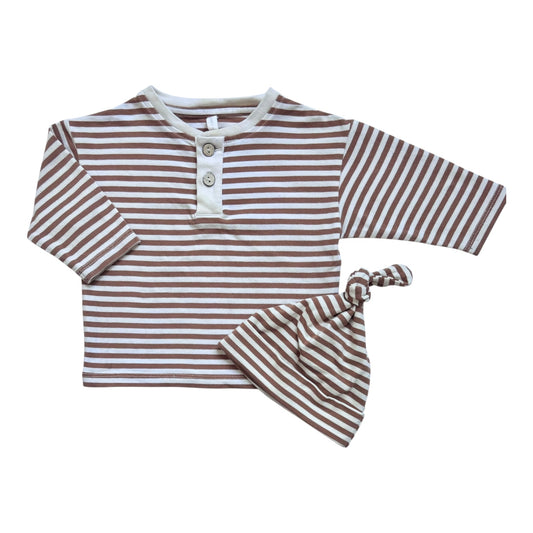 Quincy Mae Top & Beanie (Size 3-6M)